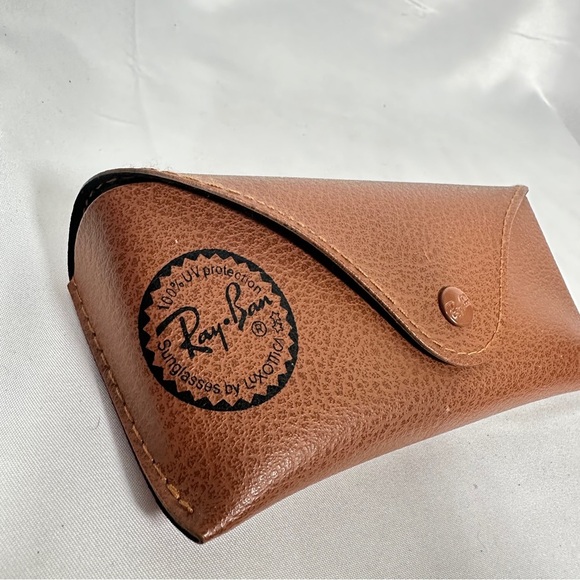 Ray-Ban Brown Faux Leather Sunglass Case Classic Pebbled Hard Shell Holder - Picture 3 of 9